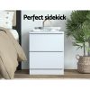 Artiss Bedside Tables Drawers Side Table Bedroom Furniture Nightstand Lamp – White