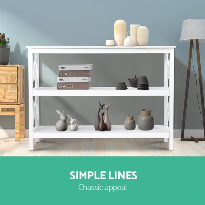 Wooden Storage Console Table – White