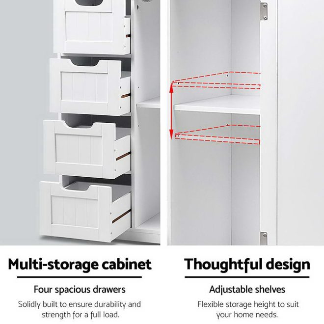 Bathroom Tallboy Storage Cabinet – White