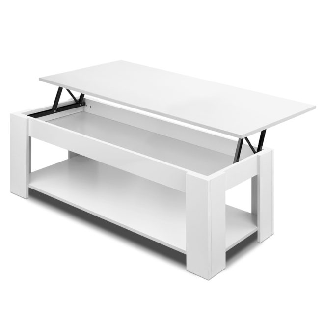 Artiss Lift Up Top Coffee Table Storage Shelf – White