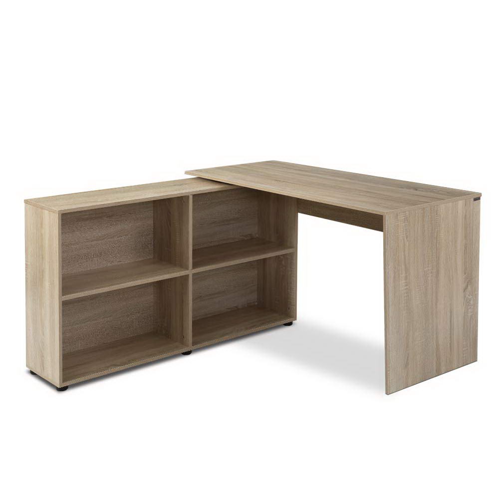 Artiss Office Computer Desk Corner Study Table Workstation Bookcase Storage – Oak