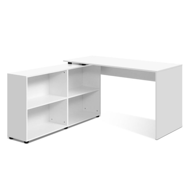 Artiss Office Computer Desk Corner Study Table Workstation Bookcase Storage – White