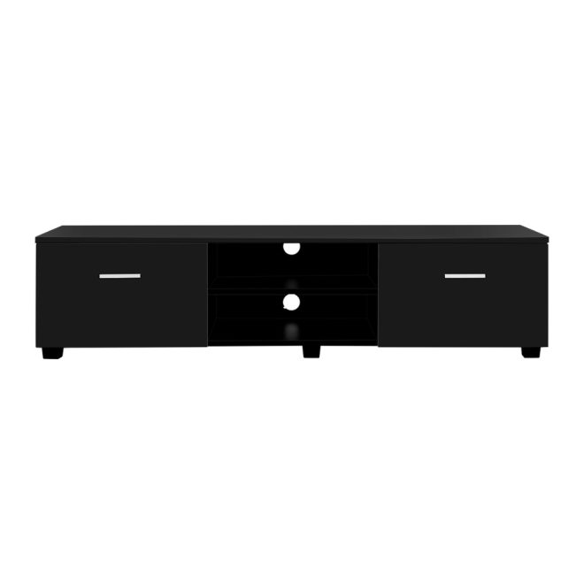 Artiss 140cm High Gloss TV Cabinet Stand Entertainment Unit Storage Shelf – Black