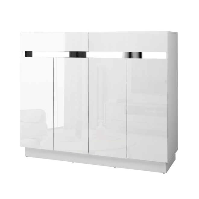 Artiss 120cm Shoe Cabinet Shoes Storage Rack High Gloss Cupboard Drawers – White