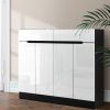 Artiss 120cm Shoe Cabinet Shoes Storage Rack High Gloss Cupboard Drawers – White and Black