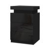 Artiss Bedside Tables Side Table Drawers RGB LED High Gloss Nightstand – Black, Model 4