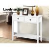 Hallway Console Table Hall Side Entry Drawers Display White Desk Furniture – 2 Drawer