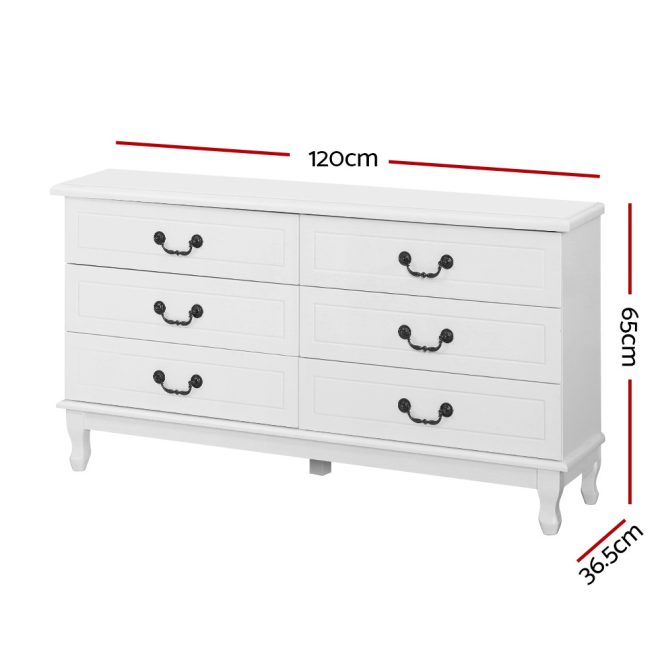 Artiss Chest of Drawers Dresser Table Lowboy Storage Cabinet White KUBI Bedroom – 120×36.5×65 cm