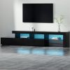 Artiss TV Cabinet Entertainment Unit Stand RGB LED Gloss Furniture 215cm – Black