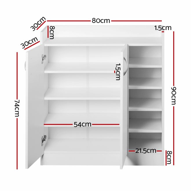 Artiss 2 Doors Shoe Cabinet Storage Cupboard – White