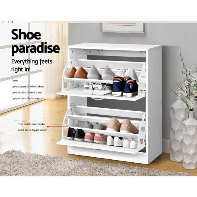 Artiss Door Shoe Cabinet – White – 63x29x84 cm