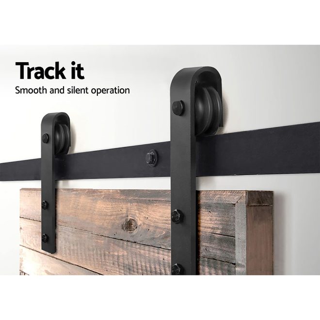 Cefito Sliding Barn Door Hardware Track Set Roller Kit Slide Office Bedroom – 2.44 M