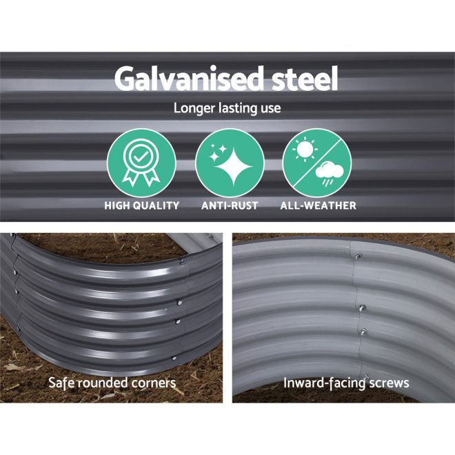 Greenfingers Galvanised Raised Garden Bed Steel Instant Planter – 160x80x42 cm