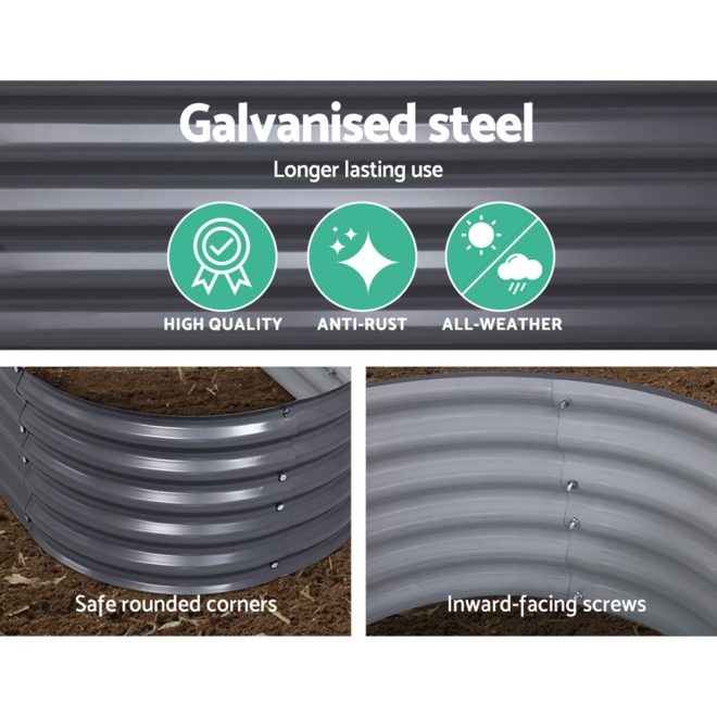 Greenfingers Galvanised Raised Garden Bed Steel Instant Planter – 240x80x42 cm