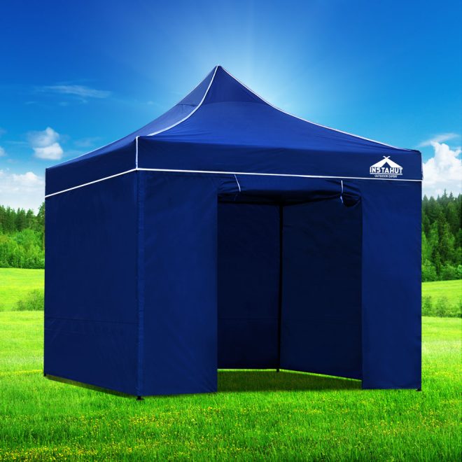 Instahut Gazebo Pop Up Marquee Folding Wedding Tent Gazebos Shade – 3×3 m, Blue