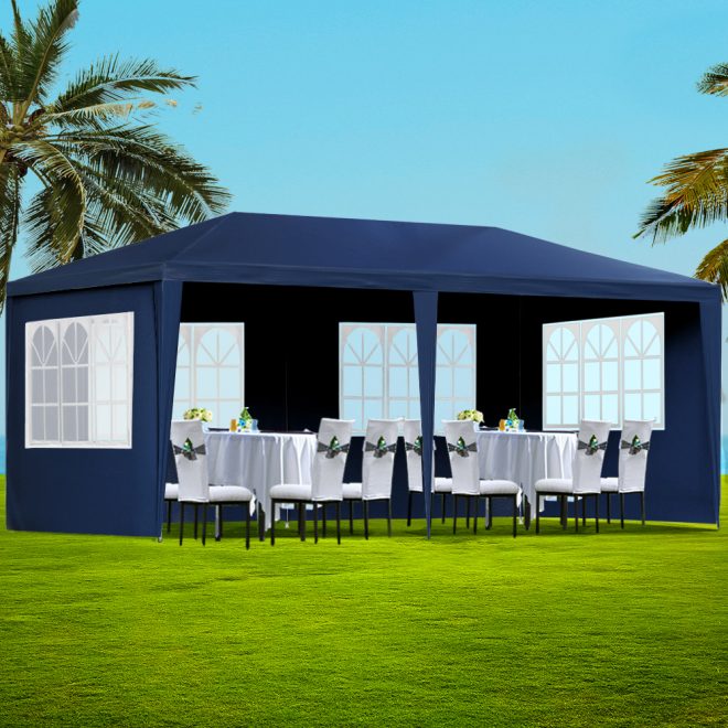 Instahut Gazebo Outdoor Marquee Wedding Gazebos Party Tent Camping 3x6m – Blue