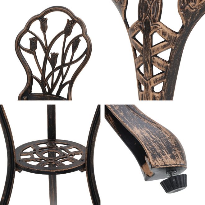 Gardeon 3PC Outdoor Setting Cast Aluminium Bistro Table Chair Patio – Bronze