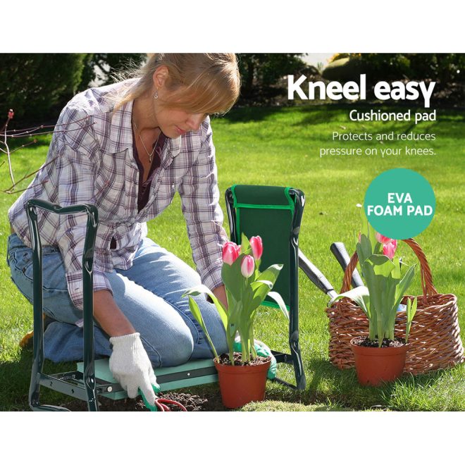 Gardeon Garden Kneeler Padded Seat Stool Outdoor Bench Knee Pad Foldable 3-in-1