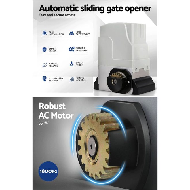 Auto Electric Sliding Gate Opener Keypad Rails – 1800KG 6M 550W