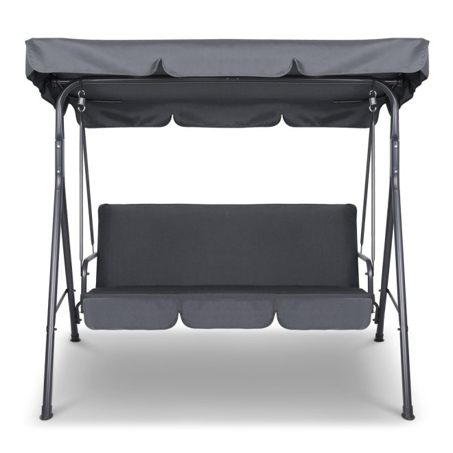 Gardeon Outdoor Swing Chair Hammock 3 Seater Garden Canopy Bench Seat Backyard – Grey