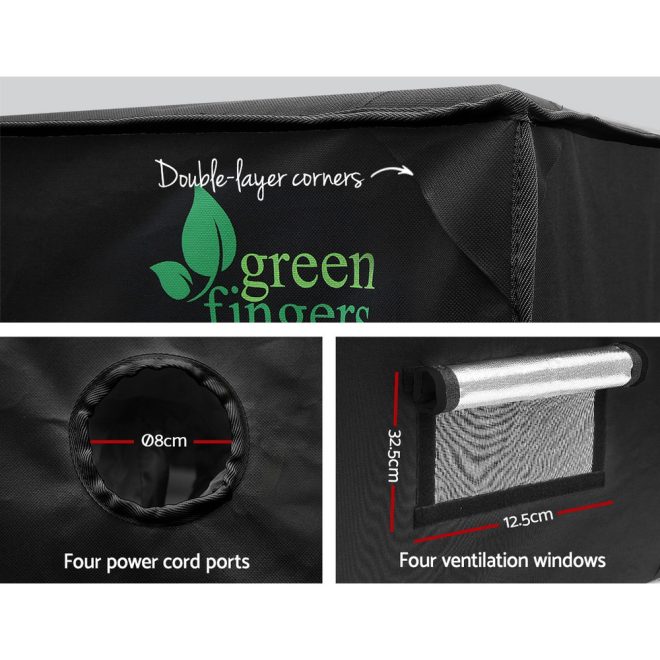Green Fingers Weather Proof Lightweight Grow Tent – 120x120x200 cm, Black