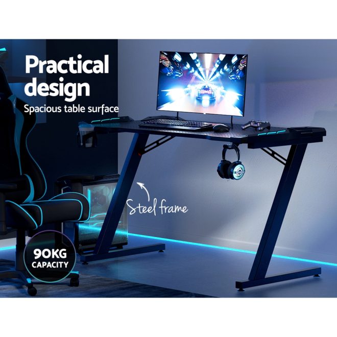 Artiss Gaming Desk Computer Desks Table Study Home Ofiice RGB LED Light – 120x60x72 cm