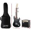 Alpha Electric Guitar Music String Instrument Rock Black Carry Bag Steel String – 41″Black Electric with AMP
