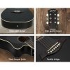 Alpha 41″ Inch Electric Acoustic Guitar Wooden Classical Full Size EQ Bass – 41″Black Set Electric