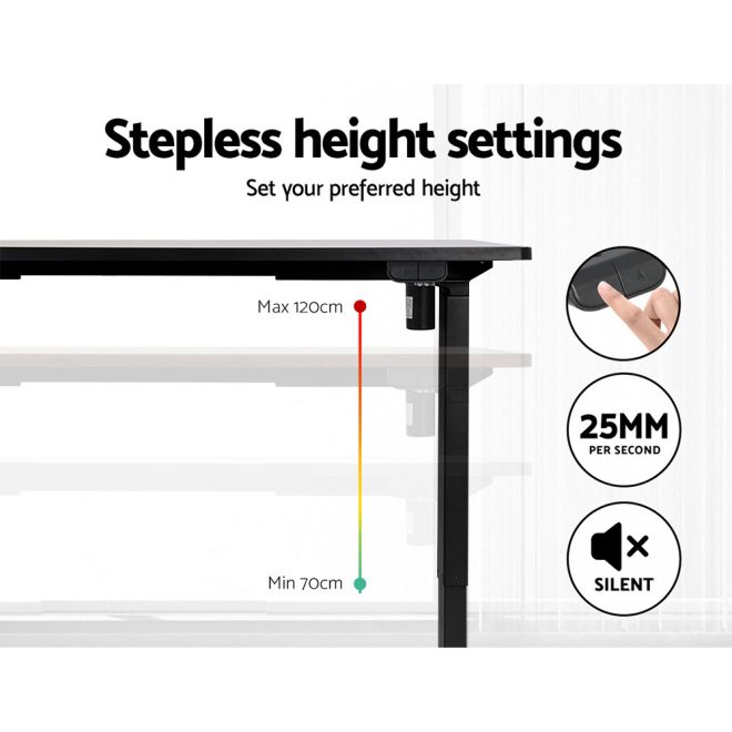 Electric Standing Desk Motorised Adjustable Sit Stand Desks – 120×60 cm, Black