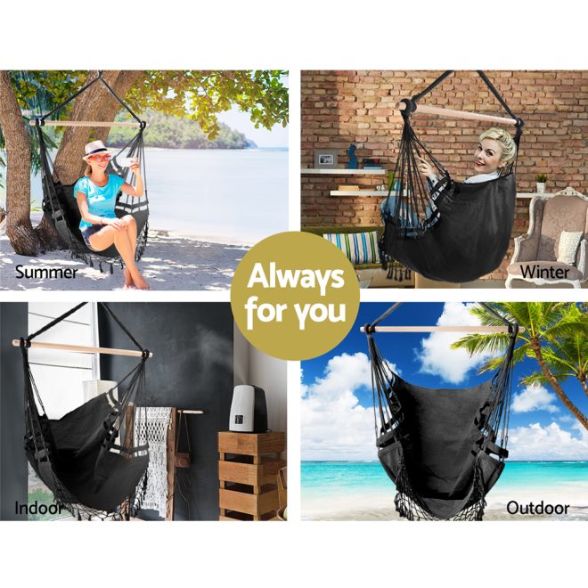 Gardeon Hammock Swing Chair – Grey, Without Stand
