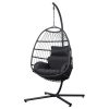 Gardeon Egg Swing Chair Hammock Stand Outdoor Furniture Hanging Wicker Seat – Grey