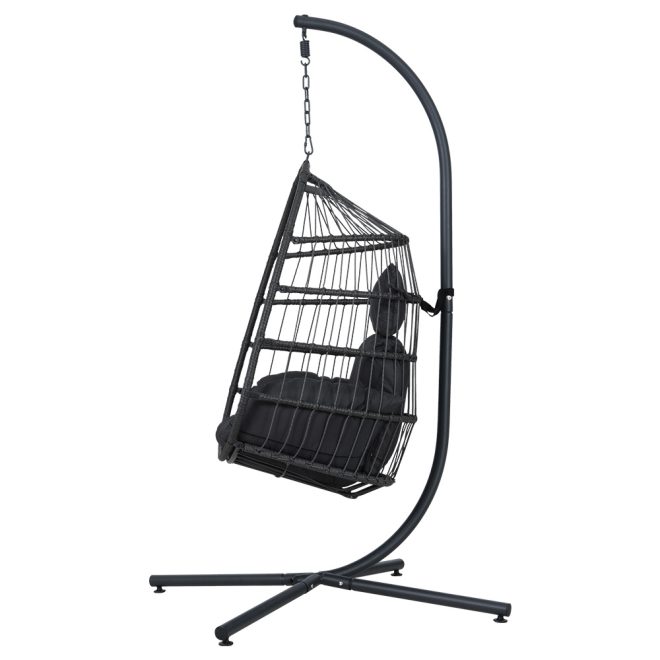 Gardeon Egg Swing Chair Hammock Stand Outdoor Furniture Hanging Wicker Seat – Grey