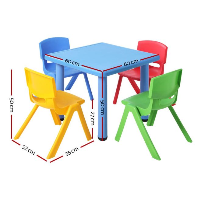 5 Piece Kids Table and Chair Set – Blue