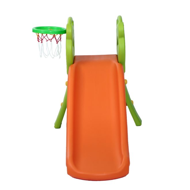 Keezi Kids Slide with Basketball Hoop Outdoor Indoor Playground Toddler Play – Orange