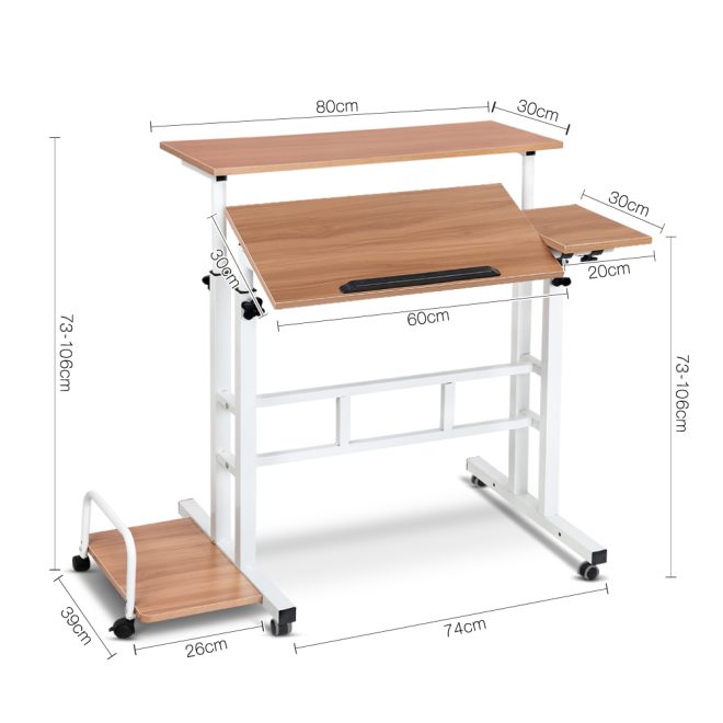 Artiss Twin Laptop Table Desk – Light Wood