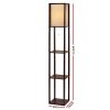 Artiss Led Floor Lamp Shelf Vintage Wood Standing Light Reading Storage Bedroom – Brown, Type 1