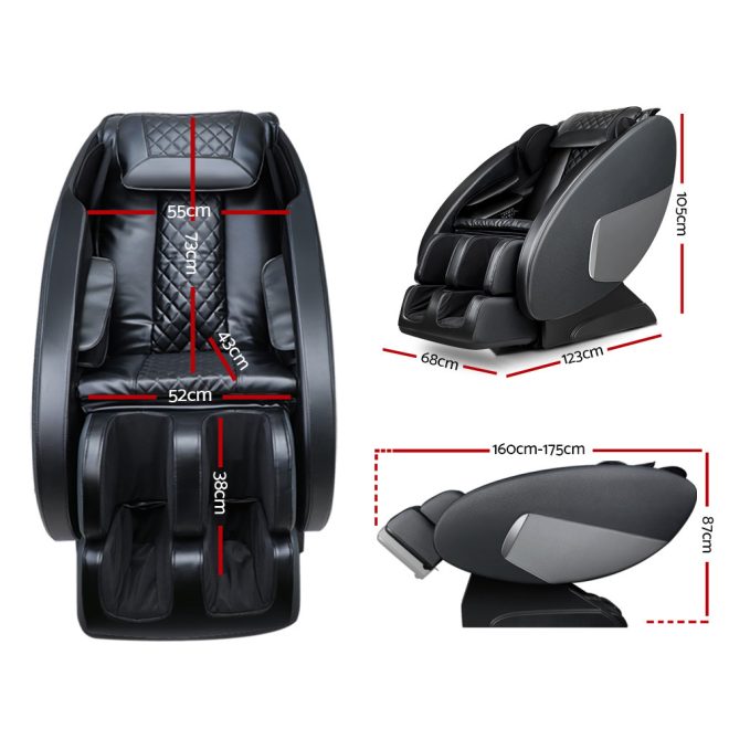 Livemor Electric Massage Chair Recliner Shiatsu Zero Gravity Heating Massager – Black