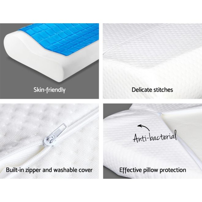 Set of 2 Cool Gell Memory Foam Pillows