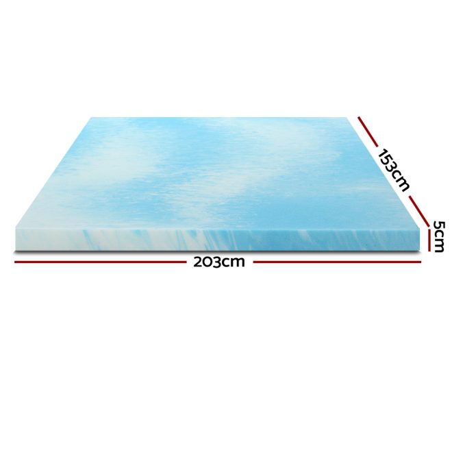 Giselle Cool Gel Memory Foam Topper Mattress Toppers w/ Bamboo Cover 5cm – QUEEN