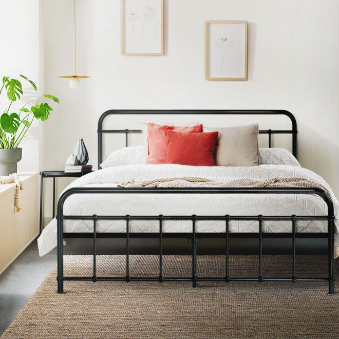 Artiss LEO Metal Bed Frame – DOUBLE, Black