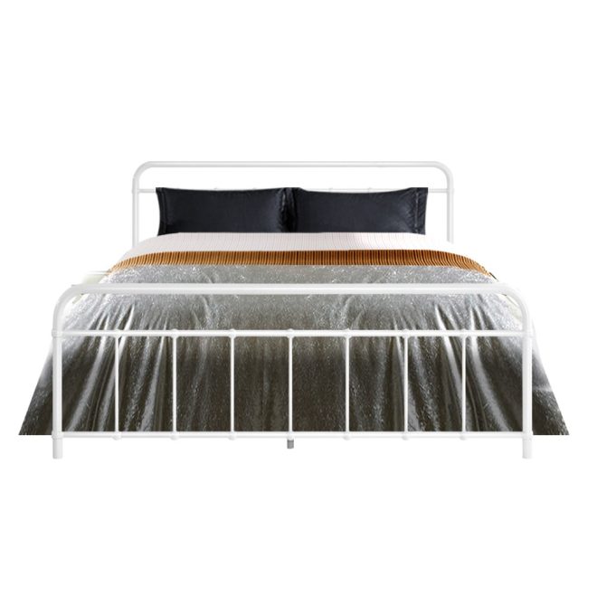 Artiss LEO Metal Bed Frame – QUEEN, White