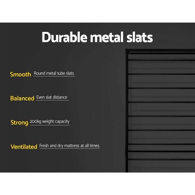 Artiss Metal Bed Frame Platform Foundation Mattress Base SOL Black – SINGLE