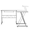 Artiss Corner Metal Pull Out Table Desk – White