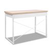 Artiss Metal Desk with Drawer – Wooden Top – Oak and White