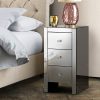 Artiss Mirrored Bedside Tables Drawers Crystal Chest Nightstand Glass – Grey