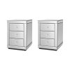Artiss Mirrored Bedside table Drawers Furniture Mirror Glass Presia – Silver, 2
