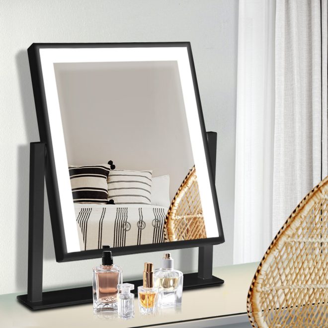 Embellir LED Makeup Mirror Hollywood Standing Mirror Tabletop Vanity – Black