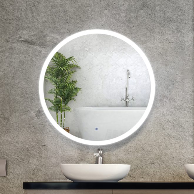 LED Wall Mirror With Light Bathroom Decor Round Mirrors Vintage – 90 cm