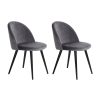 Set of 2 Velvet Modern Dining Chair – Dark Grey