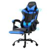 Gaming Chairs Massage Racing Recliner Leather Office Chair Footrest. – Black and Blue